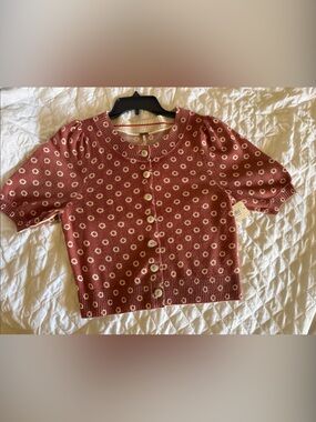 Free People Button-Front Daisy Combo Brown Cardigan